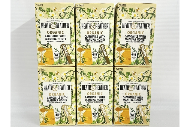 Heath & Heather Organic Camomile & Manuka Teabags | Individually Wrapped Caffeine-Free Herbal Tea Infusions | 6 Packs of 20, Total 120 Tea Bags | Best Before Date 31/08/2024