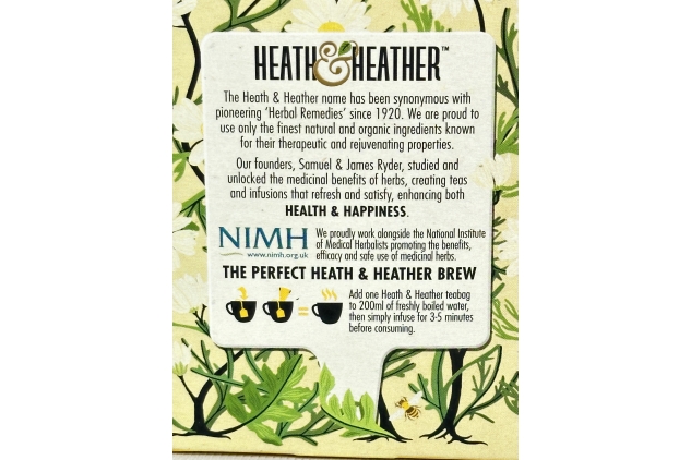 Heath & Heather Organic Camomile & Manuka Teabags | Individually Wrapped Caffeine-Free Herbal Tea Infusions | 6 Packs of 20, Total 120 Tea Bags | Best Before Date 31/08/2024