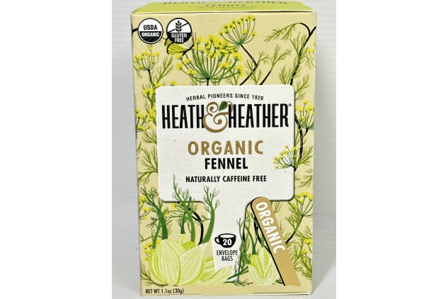 Heath & Heather Organic Fennel Tea Bags (6 Packs of 20, Total 120) Individually Wrapped Caffeine-Free Herbal Tea Infusions