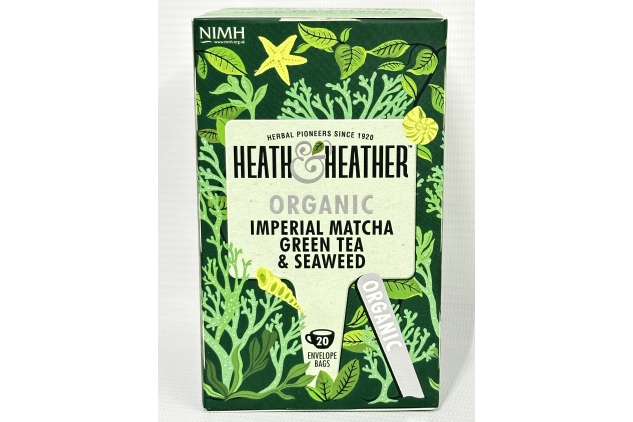 Heath & Heather Organic Imperial Matcha Green Tea & Seaweed Teabags | Individually Wrapped Caffeine-Free Herbal Tea Infusion | 6 Pack of 20, Total 120 Tea Bags