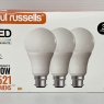 paul russells 13W B22 Bayonet Cap LED Light 100W Equivalent Replacement Bulb 1521LM Lumens 2700K Standard BC A60 GLS – Soft Bright Energy Saving Bulbs Non-Dimmable - Warm White Frosted Pack of 3