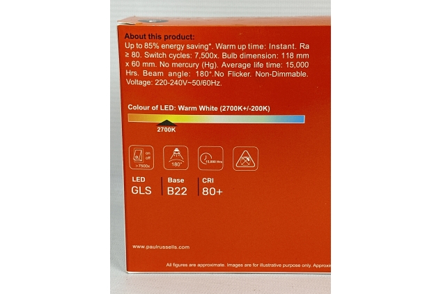paul russells 13W B22 Bayonet Cap LED Light 100W Equivalent Replacement Bulb 1521LM Lumens 2700K Standard BC A60 GLS – Soft Bright Energy Saving Bulbs Non-Dimmable - Warm White Frosted Pack of 3