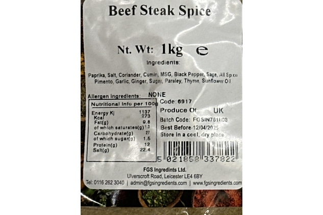 Beef Steak Spice 1kg | Summer BBQ Meat Seasoning | Old India