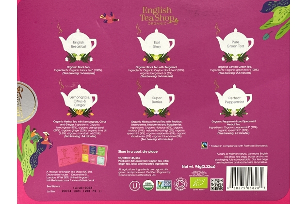 English Tea Shop, The Ultimate Organic Tea Collection Gift Pack, 48 Tea Bags, 6 Tea Flavours | BEST BEFORE DATE 14/03/2023