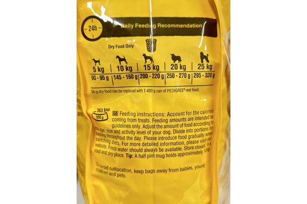 Pedigree Complete Dry Pet Food For Adult Dogs Chicken & Vegetables 2 X 12kg Bag