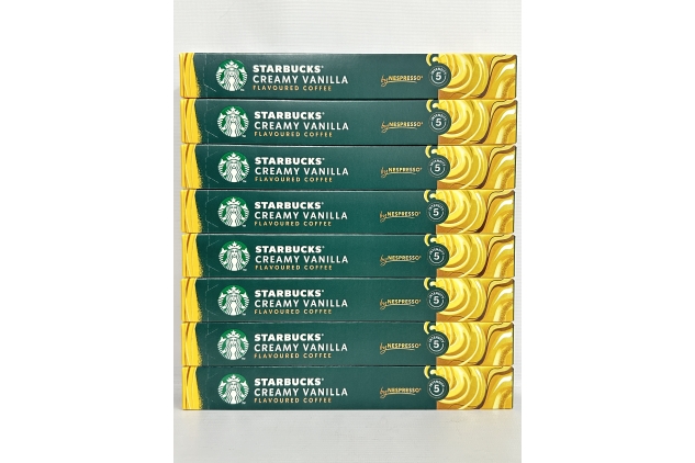 STARBUCKS Creamy Vanilla Flavoured Coffee by Nespresso, Blonde Roast, Coffee Capsules 8 x 10 (80 Capsules)