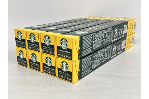 STARBUCKS Creamy Vanilla Flavoured Coffee by Nespresso, Blonde Roast, Coffee Capsules 8 x 10 (80 Capsules)