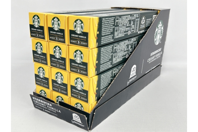 STARBUCKS Creamy Vanilla Flavoured Coffee by Nespresso, Blonde Roast, Coffee Capsules 12 x 10 (120 Capsules)