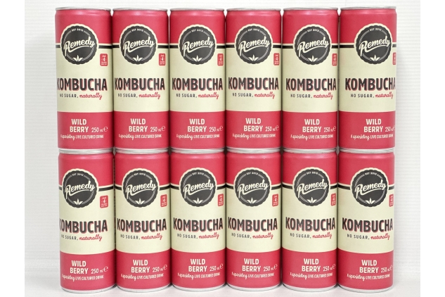 Remedy Kombucha Tea - Wild Berry - Sparkling Live Cultured Drink - Naturally Sugar Free Soft Drink - Probiotic Drink for Gut Health - 12 x 250ml