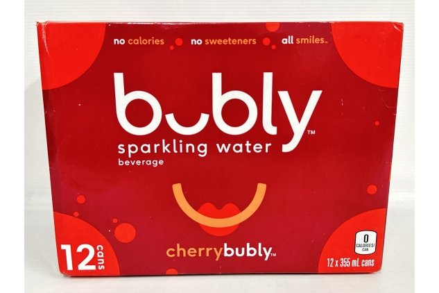 Bubly Sparkling Water Beverage Cherry Flavour 12 X 355ml | BEST BEFORE DATE 01/07/2024