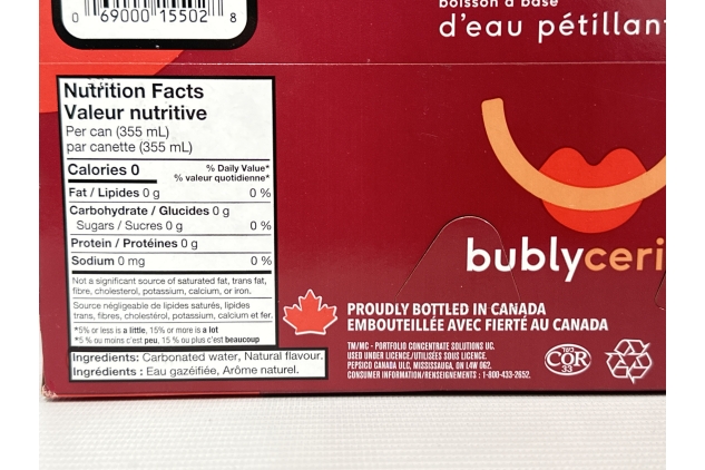 Bubly Sparkling Water Beverage Cherry Flavour 12 X 355ml | BEST BEFORE DATE 01/07/2024