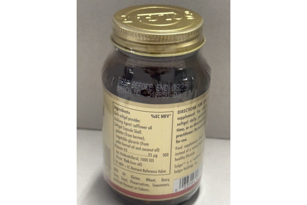 Solgar Vitamin D3 1000 iu 100 Softgels