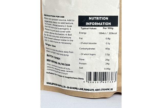 Wholefood Earth Butter Beans 500 g | Best Before Date 06/08/2024