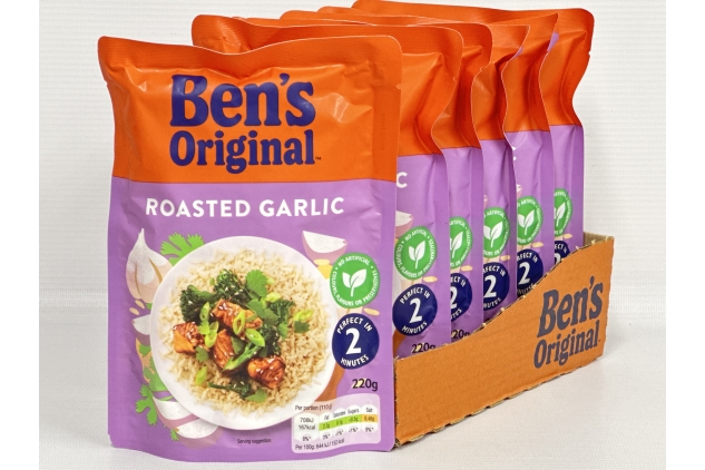 Ben's Original Microwave Rice, Roasted Garlic, 6 x 220g | Best Before Date 17/07/2024