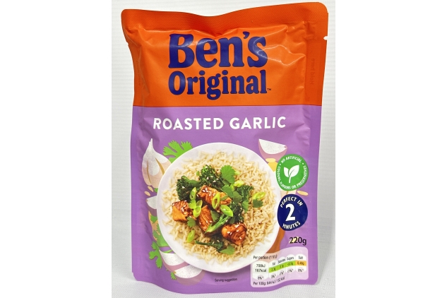 Ben's Original Microwave Rice, Roasted Garlic, 6 x 220g | Best Before Date 17/07/2024