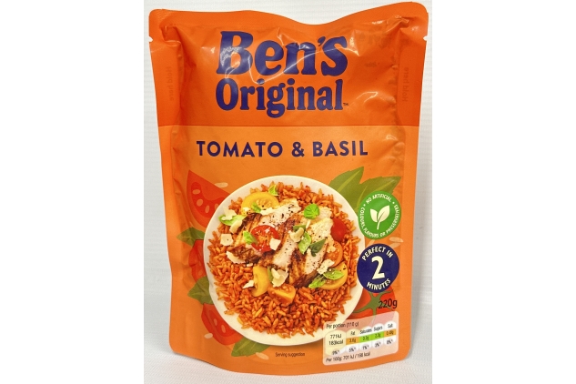 Ben's Original Microwave Rice, Tomato and Basil, 6 x 220g | Best Before Date 18/07/2024