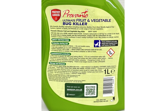 Provanto Ultimate Fruit and Vegetable Bug Killer, 1L - Fast Acting Bug Spray - 2 Weeks Protection for Fruit and Vegetable Plants - Contact Insecticide for Indoor & Outdoor Plants (Pack Of 2)