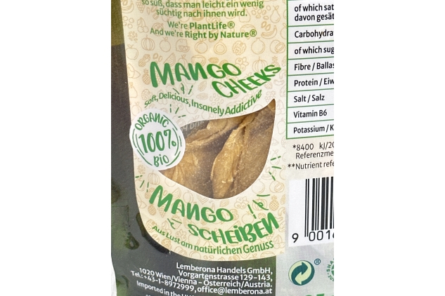 PlantLife Organic Dried Mango 8 X 95g Pouches – Raw, Sun-Dried, Natural and Untreated Mango Slices