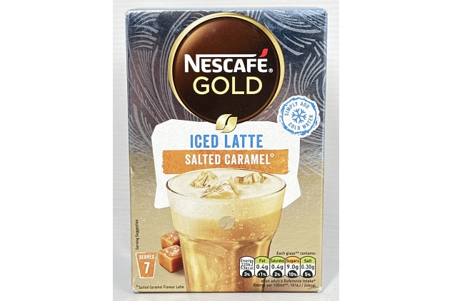 Nescafe Gold Iced Salted Caramel Latte Instant Coffee Sachets 7 Sachets, (Pack of 6, Total 42 Sachets) Best Before Date 31/07/2024