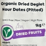 Whole Food Earth | Organic Dried Deglet Nour Dates Pitted 1kg | Best Before 22/07/2024