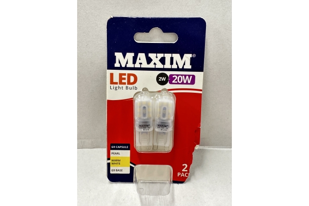 Status Maxim 20MLG9WW 2W G9 Capsule Lamp 3000K Warm White (Pack of 2)