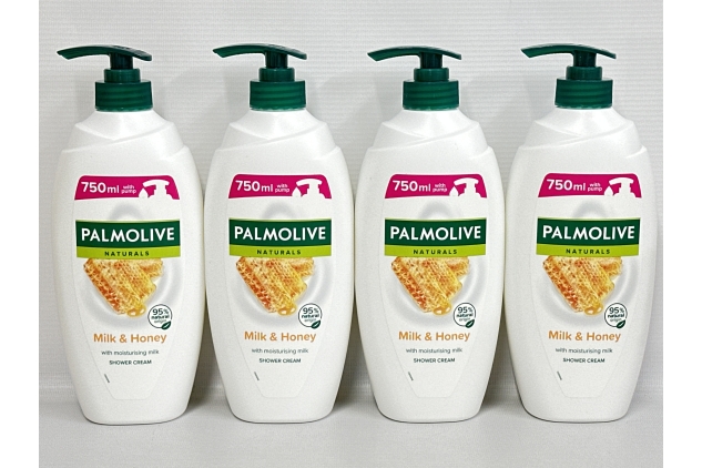 Palmolive Naturals Milk & Honey Shower Cream, 750ml Pump Bottle | 4 Pack