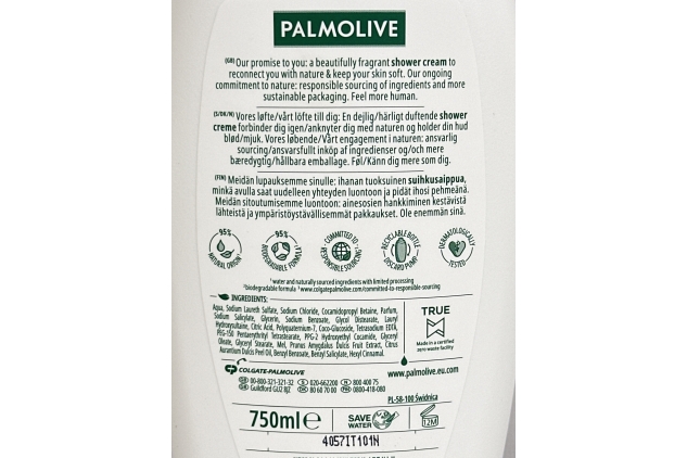 Palmolive Naturals Milk & Honey Shower Cream, 750ml Pump Bottle | 4 Pack