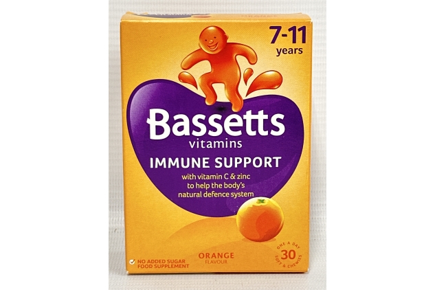 Bassetts Vitamins 7-11 Years Immune Support | 30 Soft Chews Orange Flavour (Pack Of 2) BBE 30/09/2024