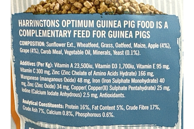 Harringtons Optimum Guinea Pig Food 2kg (Pack of 4) - Balanced, Wholesome & Tasty