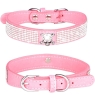 Haoyueer Rhinestone Dog Collar, Cute Dazzling Sparkling Soft Suede Leather Dog Cat Rhinestone Collar Crystal Diamond Pet Dog Puppy Collar (L, Pink-5) SEE DESCRIPTION