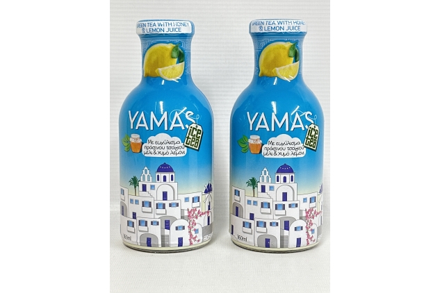 Yamas Honey & Lemon Iced Green Tea - A Refreshing, Low-Calorie Drink in a 360ml Premium Glass Bottle - Gluten-Free and Suitable for Vegetarians (Pack Of 2) BEST BEFORE DATE 31/07/2024