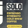 Solo Cold Brew Coffee Concentrate | Espresso Strength | Instant Barista Grade Coffee | Iced Coffee And Espresso Martini Mix | Natural | 1 Litre | 20 Double Shots Per Bottle | BEST BEFORE DATE 20/05/2024