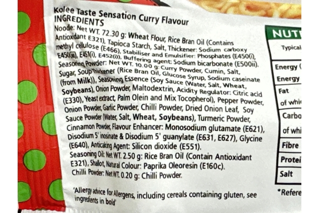 Ko-Lee Taste Sensation Curry Flavoured Instant Noodles 1 X 85g | Best Before Date 26/05/2024