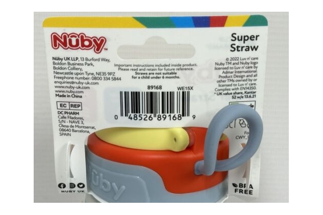 Nuby Super Straw Water Bottle No Spill Active Toddler Sippy Cup 360ml Sunshine