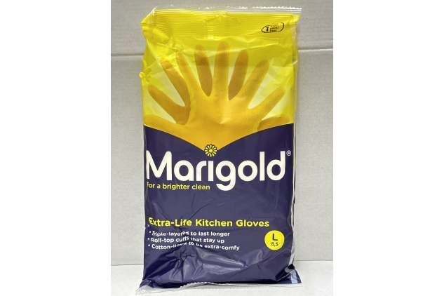 Marigold Unisex El Gloves-large-1 Pair Marigold Extra Life Kitchen Gloves Large, Yellow, L (Pack of 1)