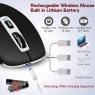 Wireless Rechargeable Bluetooth Mouse,Slim Silent Mobile Mouse 2.4G/Bluetooth 4.0 Portable Cordless Mice with USB Receiver 5 Adjustable DPI for Laptop MacBook Windows Android OS