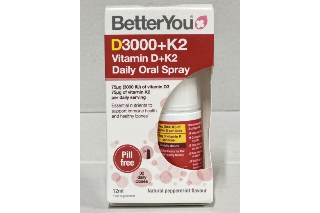 BetterYou D3000 + Vitamin D + K2 Spray 12ml