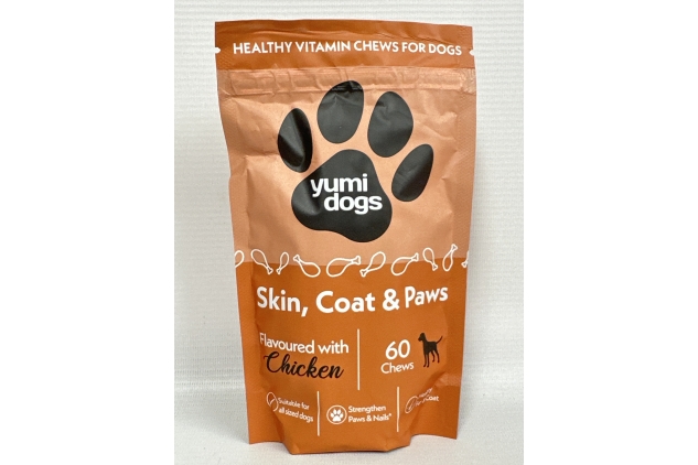 Dogs Supplement For Skin, Coat and Paws | Omega 3 Dog Chews with Biotin & Vitamin E For Itchy Skin Relief and Thinning Coat | Suitable For Adult & Senior Dogs | 60 Chicken Flavoured Chews | BEST BEFORE DATE 31/07/2024