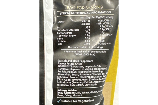 Walkers Sensations Crisps 18 X 65g Bags (Crushed Sea Salt & Black Peppercorn) Best Before Date 06/07/2024