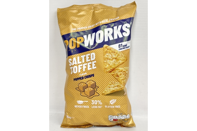 Popworks Salted Toffee Flavour Popped Crisps 85g (Pack Of 12) BEST BEFORE DATE 06/07/2024