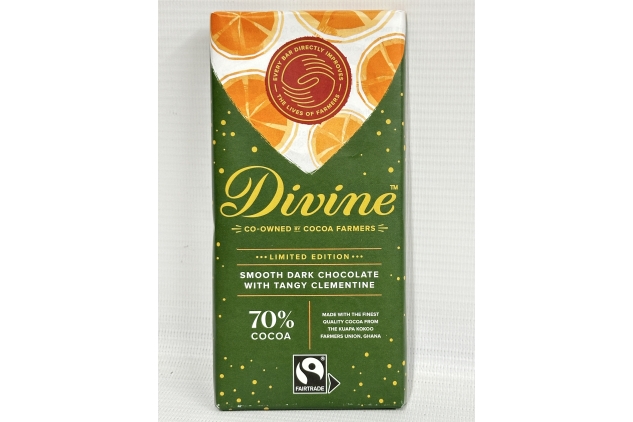 Divine Smooth Dark Chocolate With Tangy Clementine 70% Cocoa 15 X 90g Bars | Best Before Date 31/07/2024