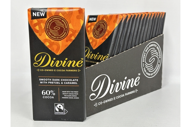 Divine Smooth Dark Chocolate With Pretzel & Caramel 60% Cocoa 15 X 90g Bars | Best Before Date 31/08/2024