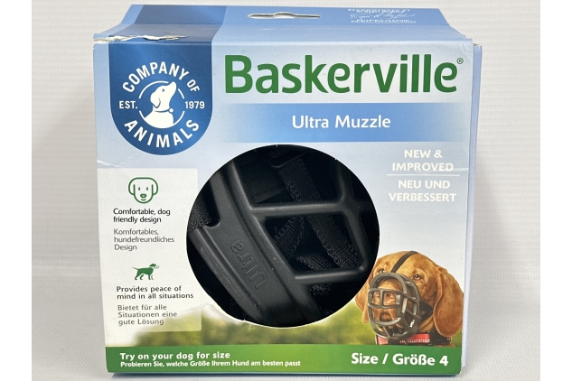 Baskerville Ultra Muzzle, Size 4 (8cm X 32cm) For Medium & Large Dogs | Breathable & Prevents Biting