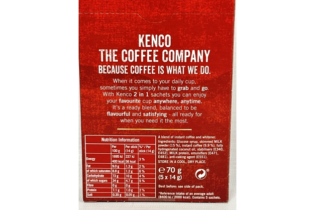 Kenco 2 in 1 Smooth White Instant Coffee Sachets | 5 Servings | Best Before Date 24/11/2023