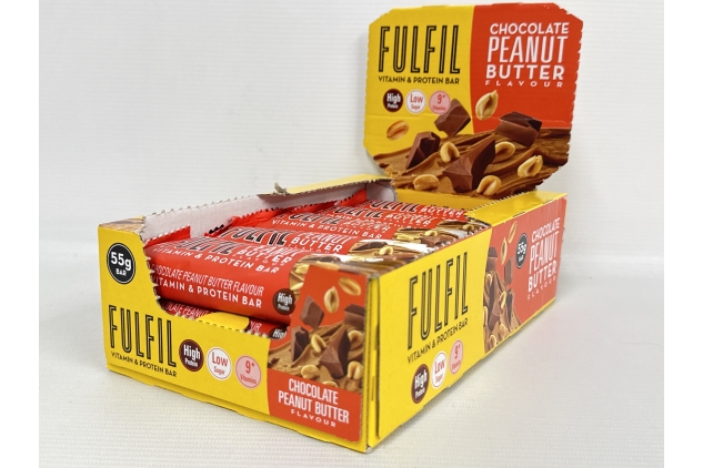 Fulfil Vitamin and Protein Bar (15 x 55 g Bars), Chocolate Peanut Butter Flavour, 20 g High Protein, 9 Vitamins, Low Sugar | Best Before Date 05/07/2024