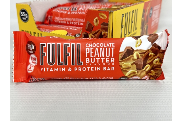 Fulfil Vitamin and Protein Bar (15 x 55 g Bars), Chocolate Peanut Butter Flavour, 20 g High Protein, 9 Vitamins, Low Sugar | Best Before Date 05/07/2024