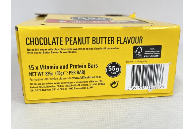 Fulfil Vitamin and Protein Bar (15 x 55 g Bars), Chocolate Peanut Butter Flavour, 20 g High Protein, 9 Vitamins, Low Sugar | Best Before Date 05/07/2024