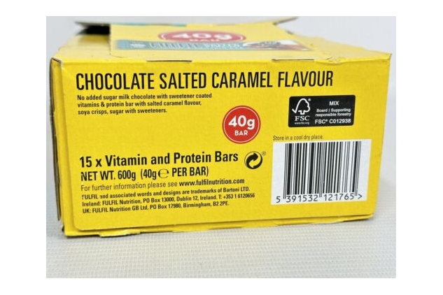 Fulfil Vitamin and Protein Bar, 15 X 40g Bars, Chocolate Salted Caramel Flavour | Best Before Date 10/09/2024