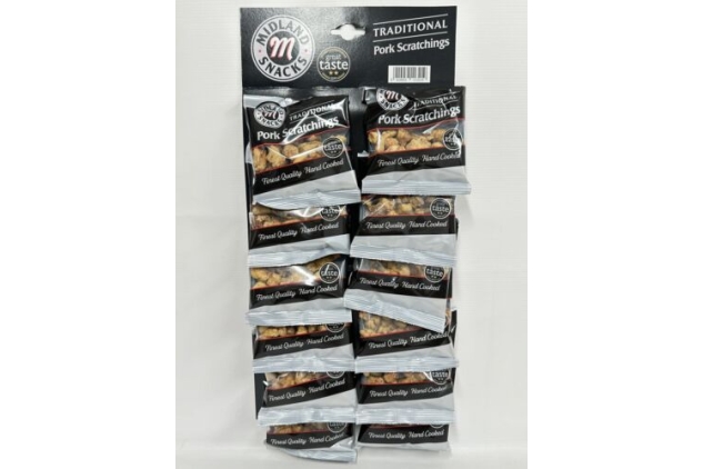 Traditional Pork Scratchings 24 X 40g Packs Seasoned Meat Snack Pub Carded