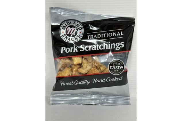 Traditional Pork Scratchings 24 X 40g Packs Seasoned Meat Snack Pub Carded